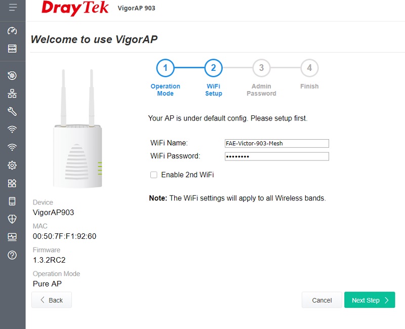 a screenshot of VigorAP's Web UI